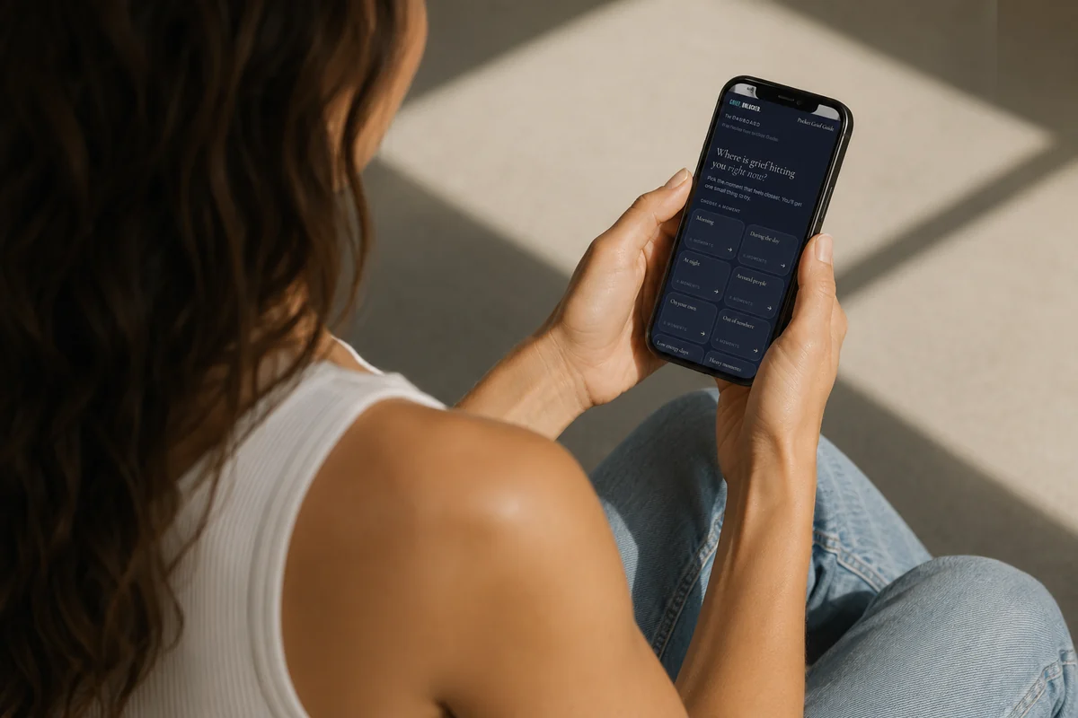 The Pocket Grief Guide open on a phone